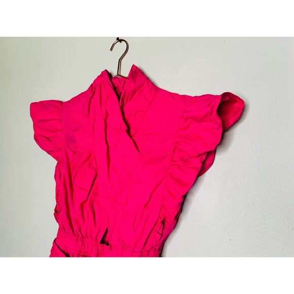 DEREK LAM 10 CROSBY Finn Pink Belted Ruffled Cotton-Poplin Mini Dress Size EU 44 - Picture 11 of 13